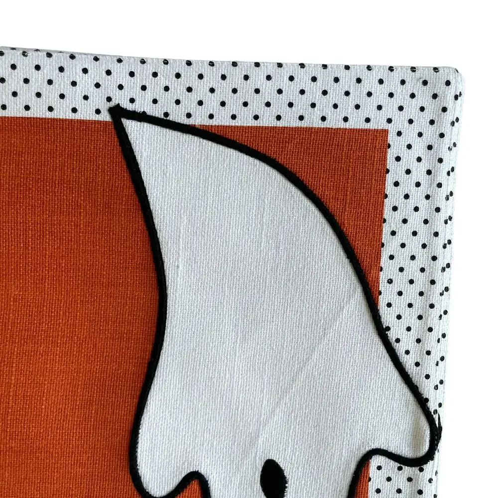ISAAC MIZRAHI Halloween Ghost Placemats 13x19 Cotton White Orange Set of 4 New